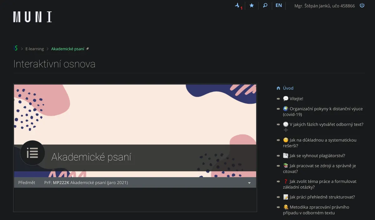 Pomoc s fakultním předmětem o akademickém psaní